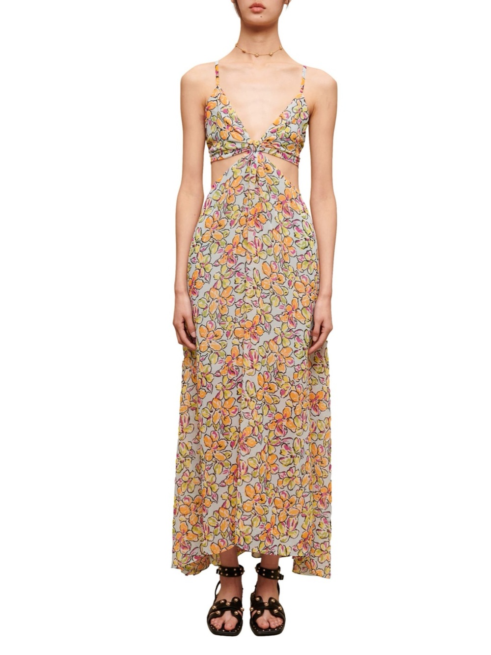 Maje Floral Knot Cutout Maxi